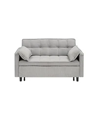 Streamdale Furniture Velvet Loveseat Futon Sofa Bed with Pillows & Pockets - Gray