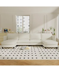 Streamdale 141.5" U-Shaped Sofa Couch with Ottoman & Pockets