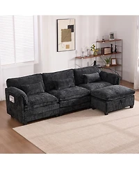 Streamdale Furniture Oversized Sectional Sofa Cloud Couch w/ Ottoman, Usb & Phone Holder