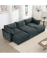 Streamdale Furniture 3-Seat Sofa w/ Ottomans & Storage