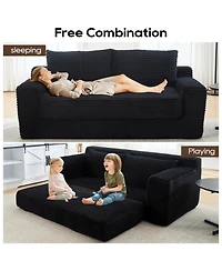 Streamdale Furniture Memory Foam L-Shaped Corduroy Sofa - Convertible, Compact Couch (Black)