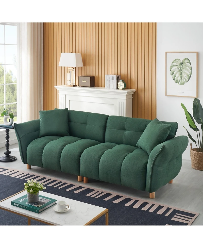 Streamdale Furniture Teddy Sofa (Green) w/ 2 Pillows - Apartment/Office/Living Room
