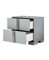 Streamdale Furniture Elegant Mirrored Nightstand with 2 Drawers, Gray