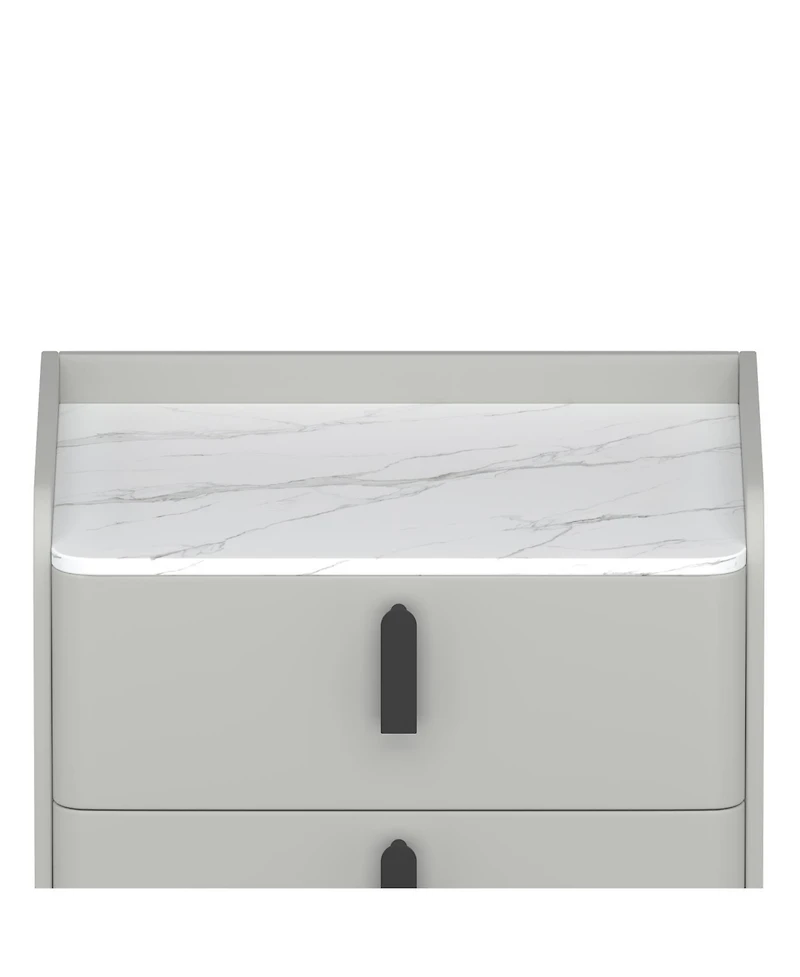 Streamdale Furniture Gray Nightstands Set of 2, Marble Top, 2 Drawers