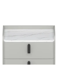 Streamdale Furniture Gray Nightstands Set of 2, Marble Top, 2 Drawers