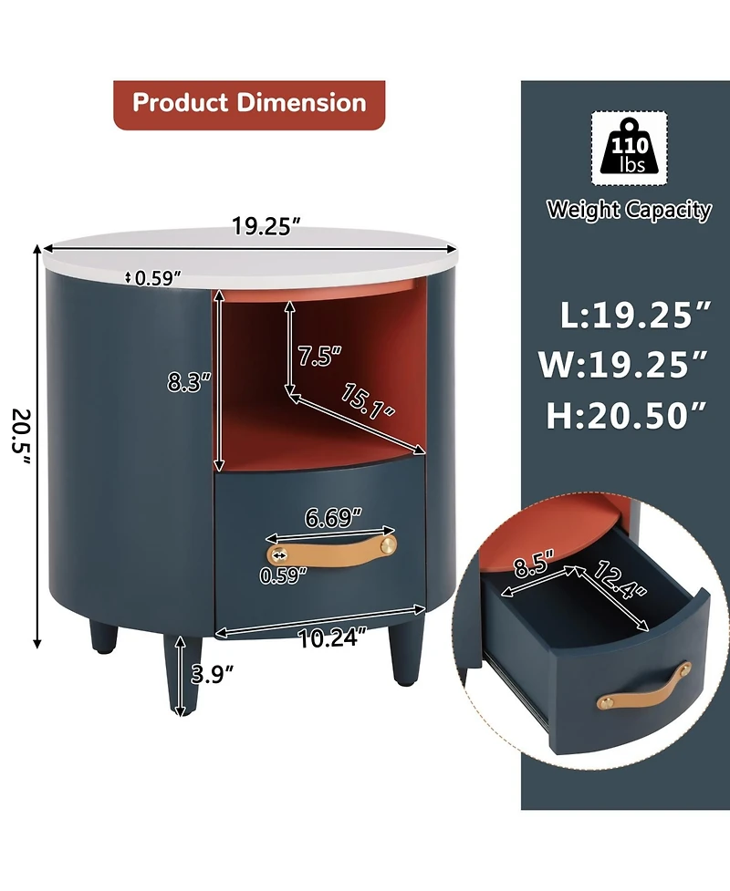 Streamdale Furniture + 1 Pc. Wood Drawer & Shelf Nightstand/End Table