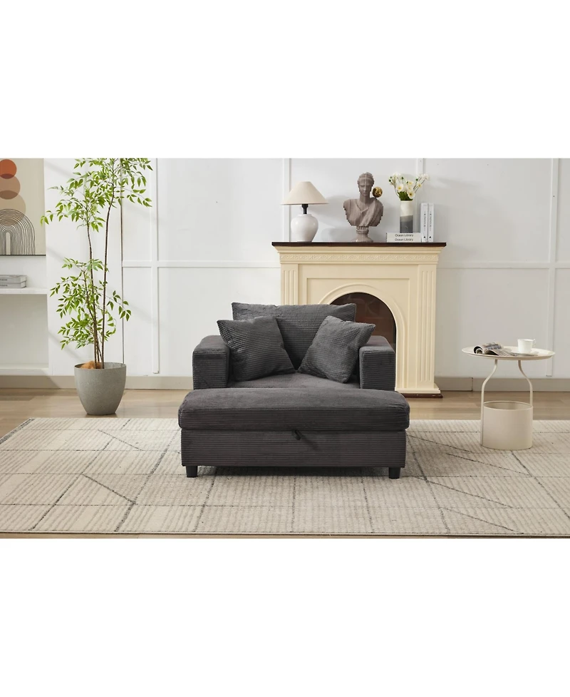 Streamdale Furniture Chaise Lounge with Storage Ottoman & Pillows