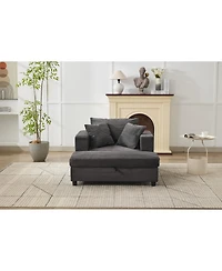 Streamdale Furniture Chaise Lounge with Storage Ottoman & Pillows