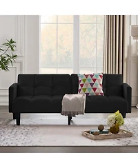 Streamdale Velvet Futon Couch Convertible Folding Sofa Bed Tufted Couch for Apartment