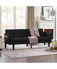 Streamdale Velvet Futon Couch Convertible Folding Sofa Bed Tufted Couch for Apartment