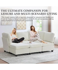 Streamdale Furniture Modular Sectional Sofa- Convertible 6-Seat Couch with Chaise & Ottoman