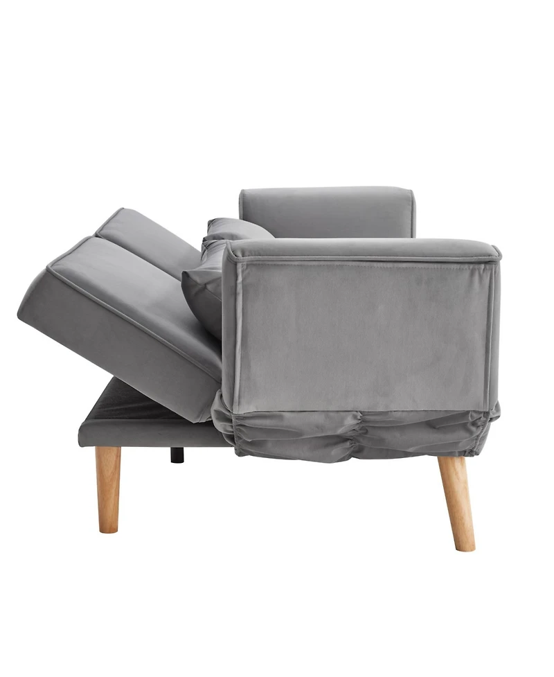 Streamdale Furniture 72.8" Futon Sofa Bed Sleeper Couch Adjustable Armrests Gray