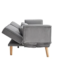 Streamdale Furniture 72.8" Futon Sofa Bed Sleeper Couch Adjustable Armrests Gray