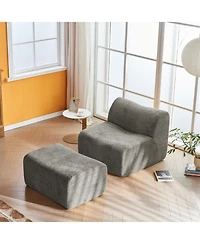 Streamdale Furniture Single Foam Sofa Chair with Footrest & Pillow