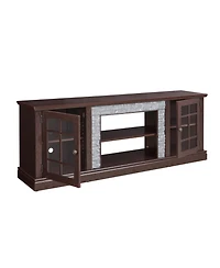 Streamdale Furniture 70" Modern Tv Stand, Faux Stone Media Console, Cherry Entertainment Center