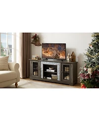 Streamdale Furniture 58" Modern Grey Tv Stand with 2-Door Storage