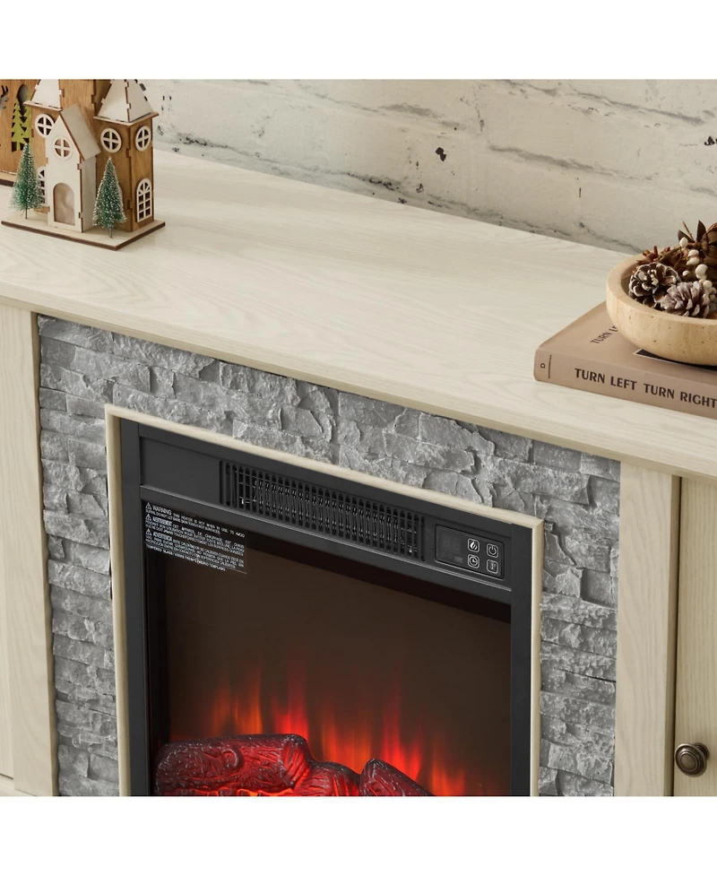 Streamdale Furniture 58" Tv Stand with Fireplace & Storage - White