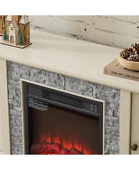 Streamdale Furniture 58" Tv Stand with Fireplace & Storage - White
