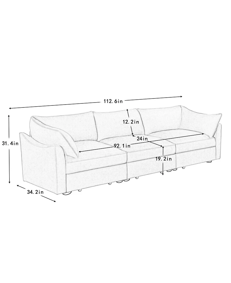 Streamdale Furniture 3 Seater Sofa with Storage Drawers