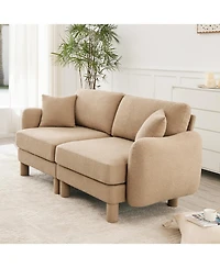 Streamdale Furniture Boucle 2-Seater Loveseat Sofa - Shell Armrests, Coffee