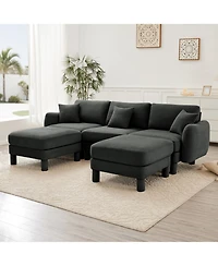 Streamdale Furniture Boucle U-Shape Sectional Sofa with Ottomans & Shell Armrests
