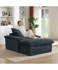 Streamdale Furniture Modern Cushioned Sofa with Footrest - Dark Gray