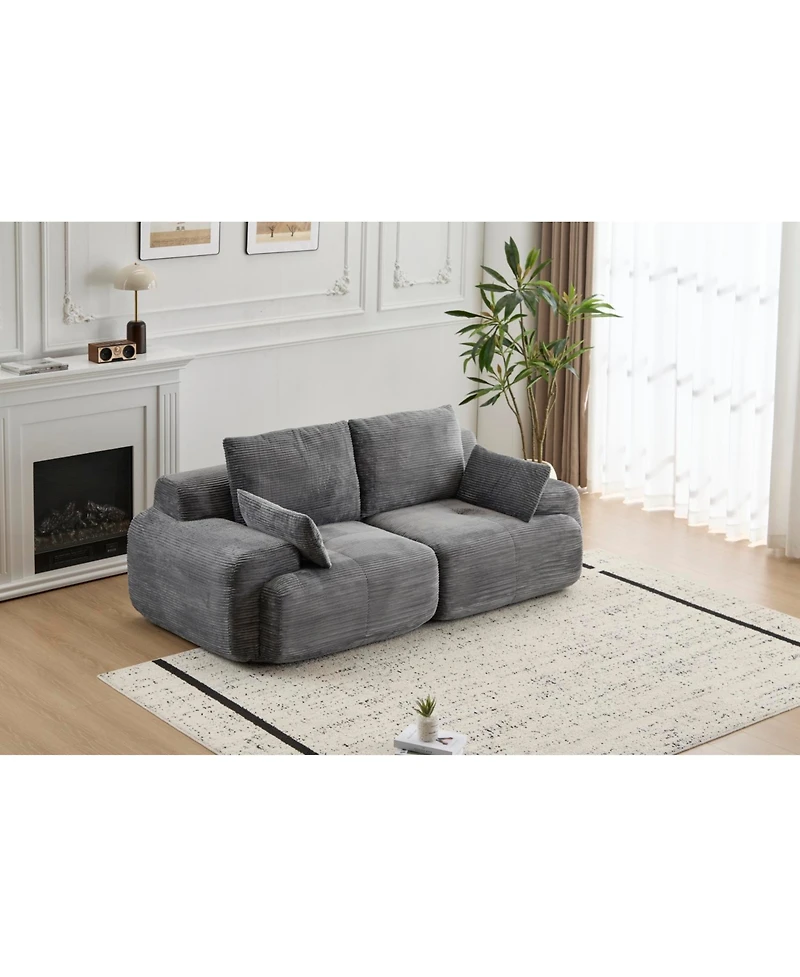 Streamdale Furniture Modern Memory Foam 2-Seater Corduroy Sectional Sofa - Grey