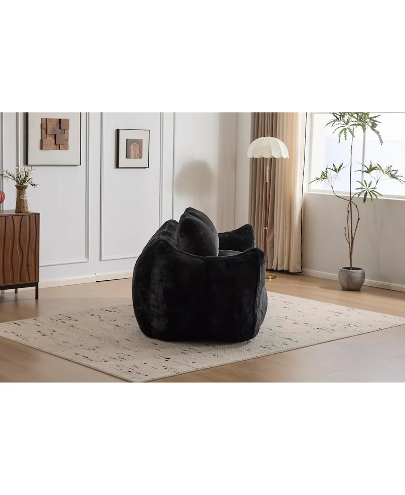 Streamdale Furniture Giant Black Bean Bag Couch - Fluffy Loveseat Sofa