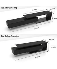 Streamdale Tv Console with Storage Extendable Led Tv Stand Modern Entertainment Center Black
