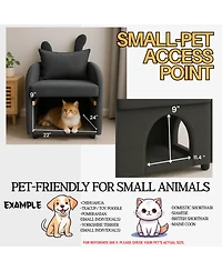 Streamdale furniture Dark Gray Bunny-Ear Pet-Friendly Armchair, Scratch-Resistant, 27.4" x 25.2" x 37.4"
