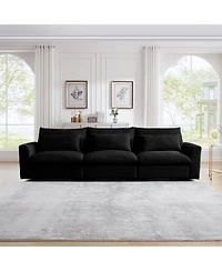 Streamdale Furniture 3 Seater Deep Seat Couch for Living Room, Wide & Deep Comfy Sofa w/ 3 Pillows, Black