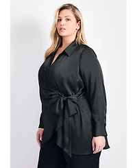 Avenue Women's Goldi Satin Wrap Blouse
