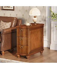 Tribesigns Wood Fully Assembled End Table Set of 2, 3-Drawers Narrow Slim Side Table, No Assembly Required, Nightstand