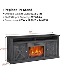 gaomon Electric Fireplace Tv Stand for TVs up to 67" Freestanding Heater Adjustable Flame Fireplace Insert with Remote Control