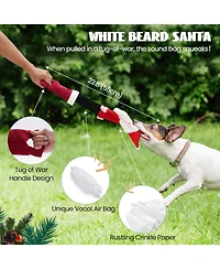 Nocciola 4 Pack Tag & Tug Christmas Dog Toys, No Stuffing Santa, Ginger Man, Christmas Tree & Stuffed Snowflake Tough Dog Toys