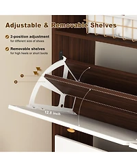 Clihome Shoe Storage Cabinet with 4 Flip Drawers , Rack Organizer wooden handle for Entryway, Hallway