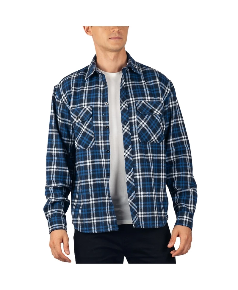 Alpine Swiss Men Plaid Flannel Shirt Jacket Button Down Long Sleeve Cotton Blend Shirts