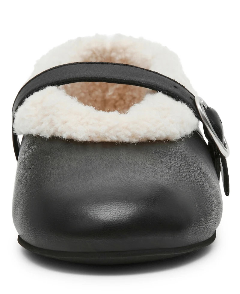 Steve Madden Women's Lodge Cozy Adjustable Strap Mary-Jane Flats