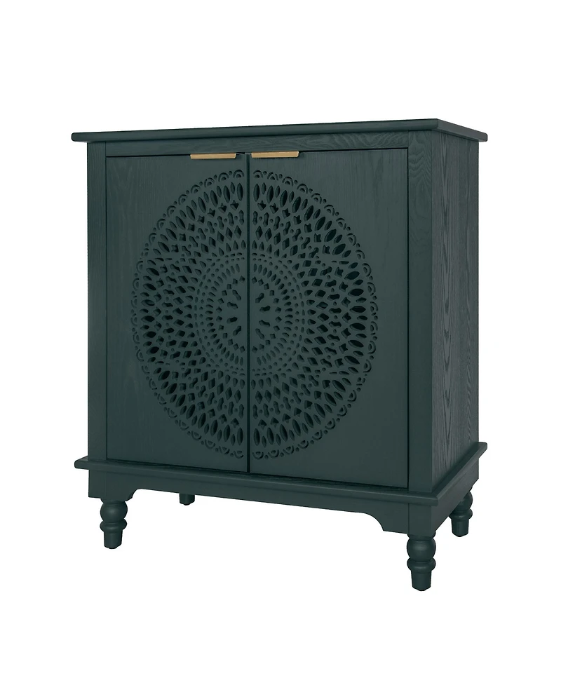 Casainc Hollow-Carved 2 Door Accent Cabinet Sideboard Buffet Storage Cabinet with Adjustable Shelf