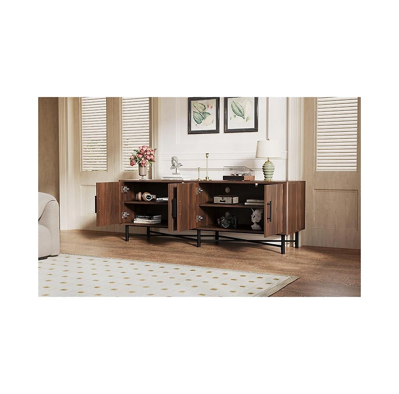 Streamdale Chestnut 4-Door Tv Cabinet - Storage & Adjustable Shelves