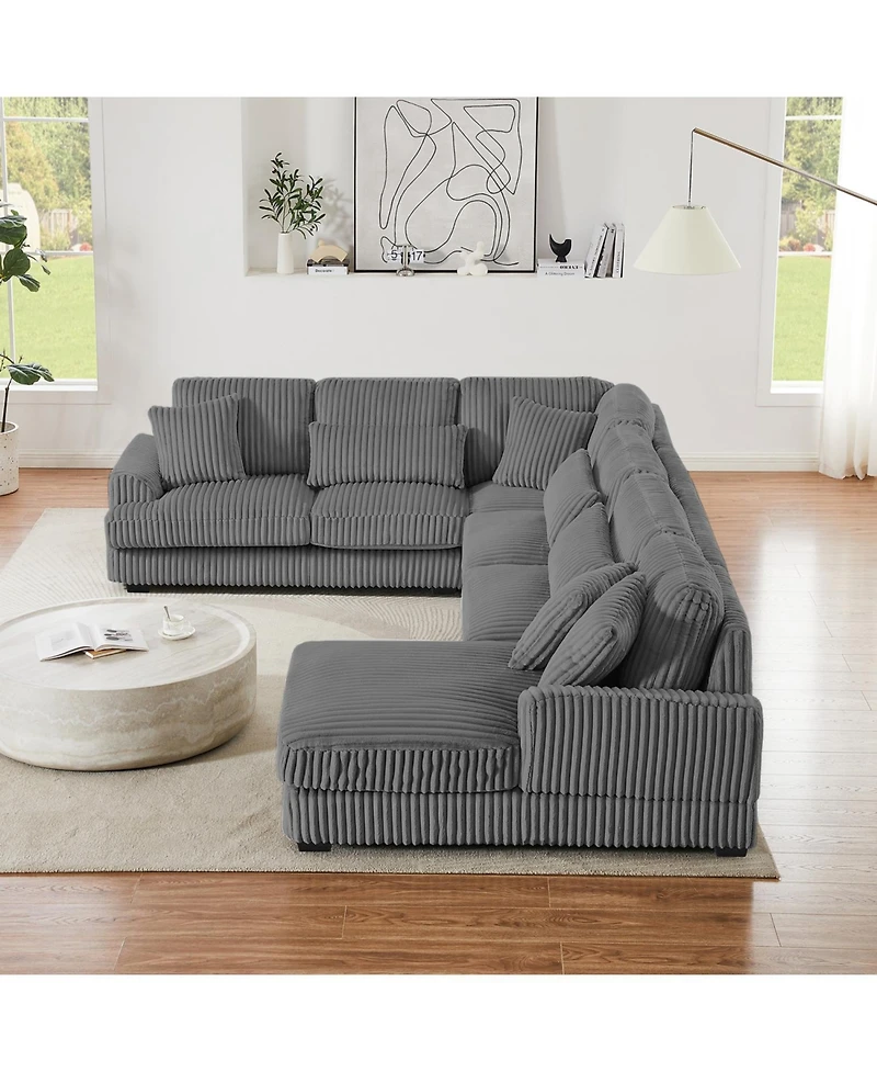Streamdale 129" U-Shaped Sectional Sofa Corduroy with Chaise