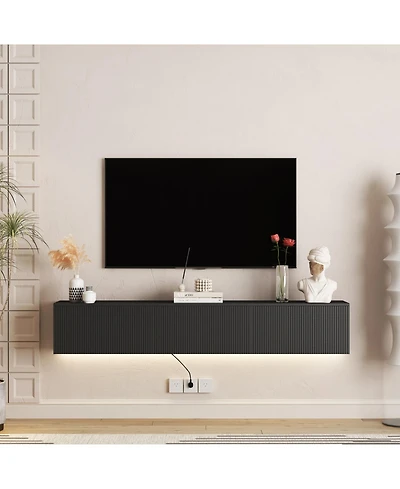 Streamdale Furniture 69" Mdf Floating Wall Mounted Led Tv Stand