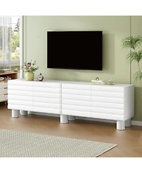 Streamdale Furniture Cream Tv Stand Console - 75" Tv, Adjustable Shelves