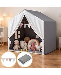 Hongge Kids Teepee Play Tent with Cotton Mat and Decorative Flag Banner