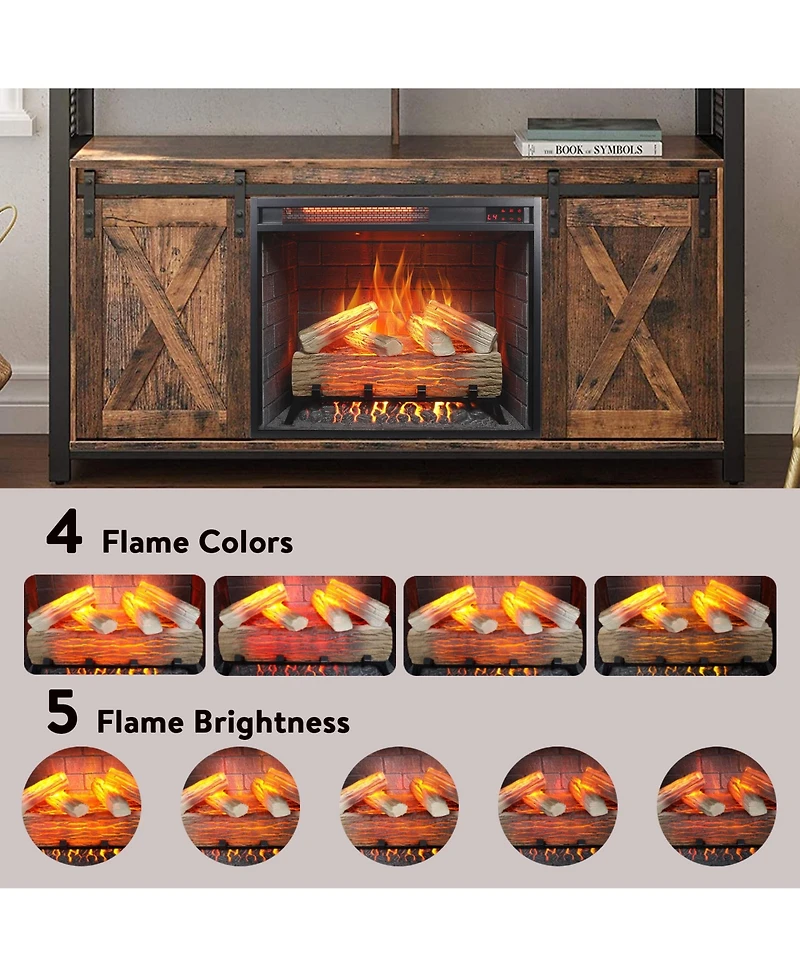 Flynama 23 inch Infrared heating electric fireplace insert, with log set & realistic flame, remote control with timer, overheating protection