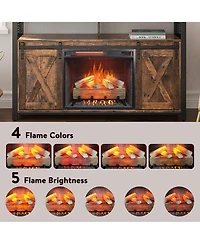 Flynama 23 inch Infrared heating electric fireplace insert, with log set & realistic flame, remote control with timer, overheating protection