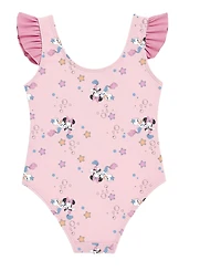 Disney Baby Girls' Minnie Short-Sleeve Cover-Up, Swimsuit and Bucket Hat, 3-Piece Set