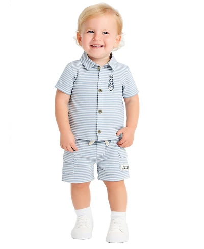 Disney Baby Boys' Peter Rabbit Button-Down Shirt and Shorts, 2-Piece Set