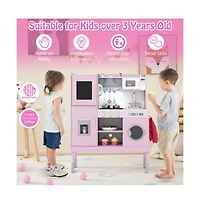 Hongge Kids Play Kitchen with Range Hood Ice Maker and Telephone