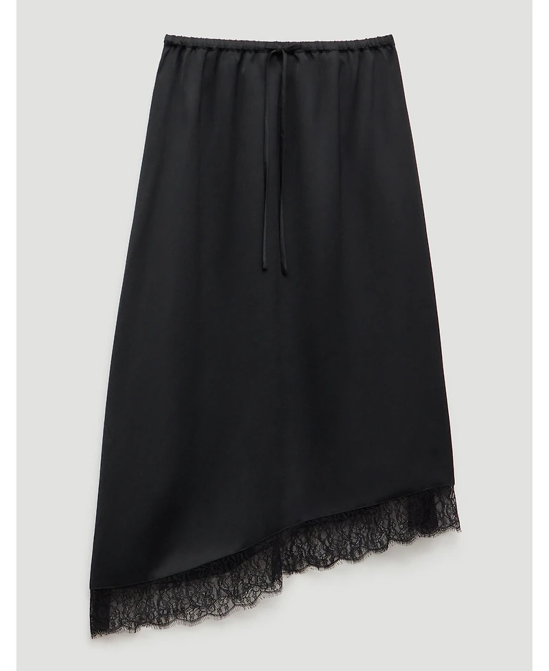 Hush Women's Satin Asymmetric Lace Trim Skirt